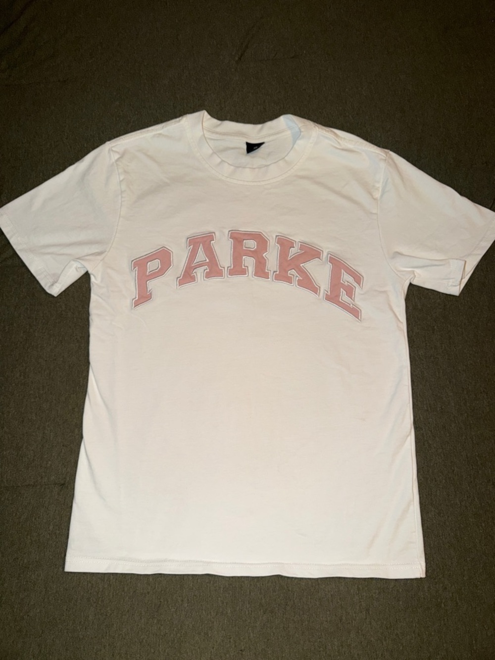 White T-shirt with PINK 'PARKE' Arch Logo size small - Picture 2 of 4